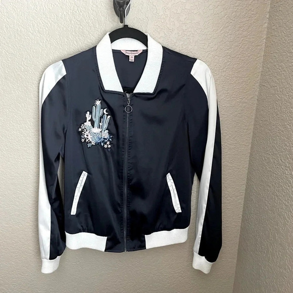 Juicy Couture Satin Cactus Bomber Jacket Y2K Size XS - Picture 3 of 8